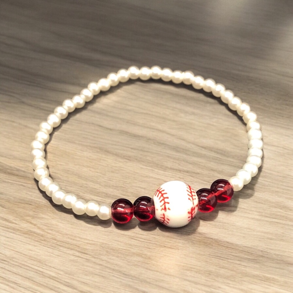 Baseball Faux Pearls Beaded Stretch Bracelets
